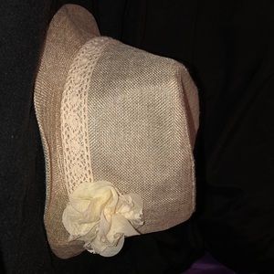Cream/Tan Hat with Flower